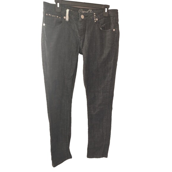 Request Jeans Women's Size 32 Embellished Black Straight Leg Denim - Picture 1 of 10